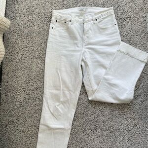 Abercrombie & Fitch White High-Rise Straight Jeans